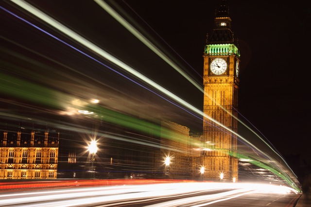 Photograph of the House of Commons and Big Ben at night