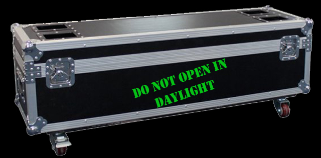 photo of flightcase inscribed do not open in daylight