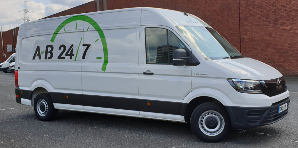 side view of urgent delivery vans
