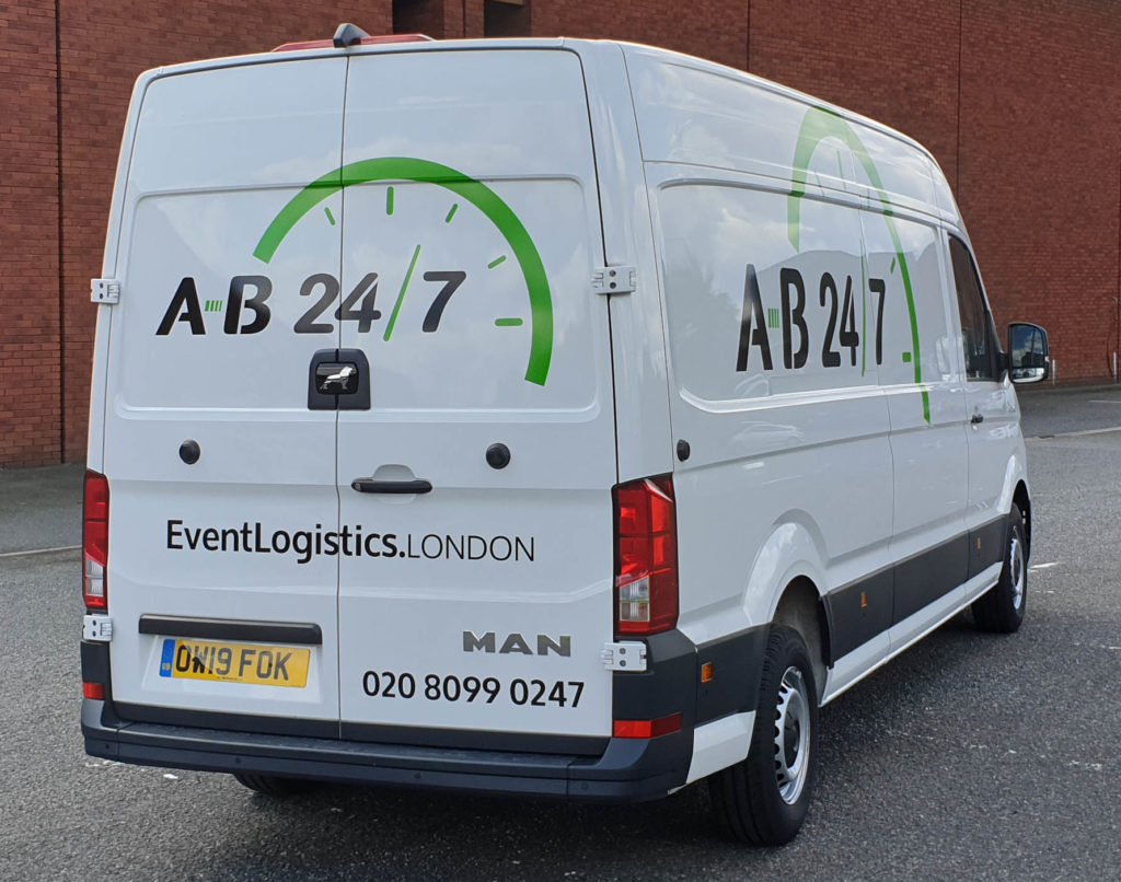 Rear view of urgent delivery vans